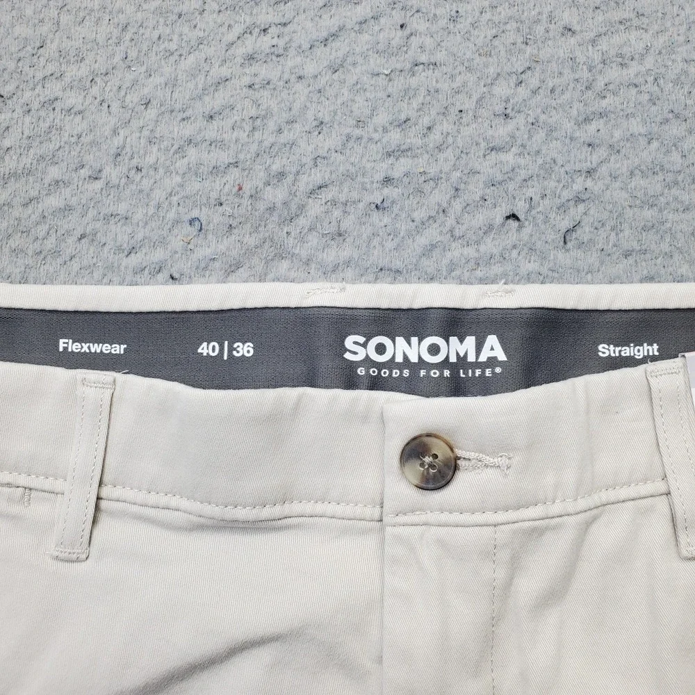 Sonoma Chino Pants Mens 40/36 Tan Flexwear Stretch Slash Pocket Straight Leg